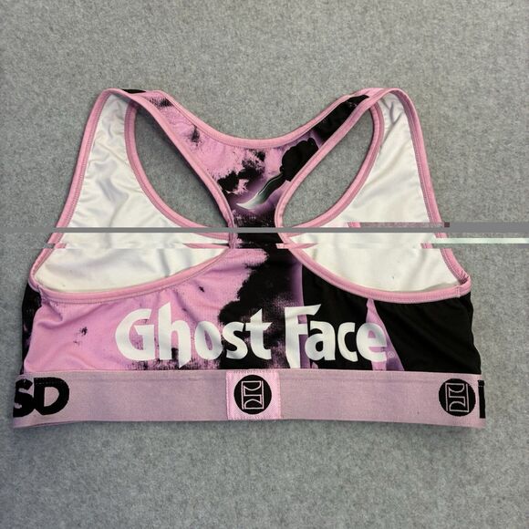 Women’s PSD Ghost Face Sports Bra Large Pink Black Racerback Scream - Picture 4 of 7